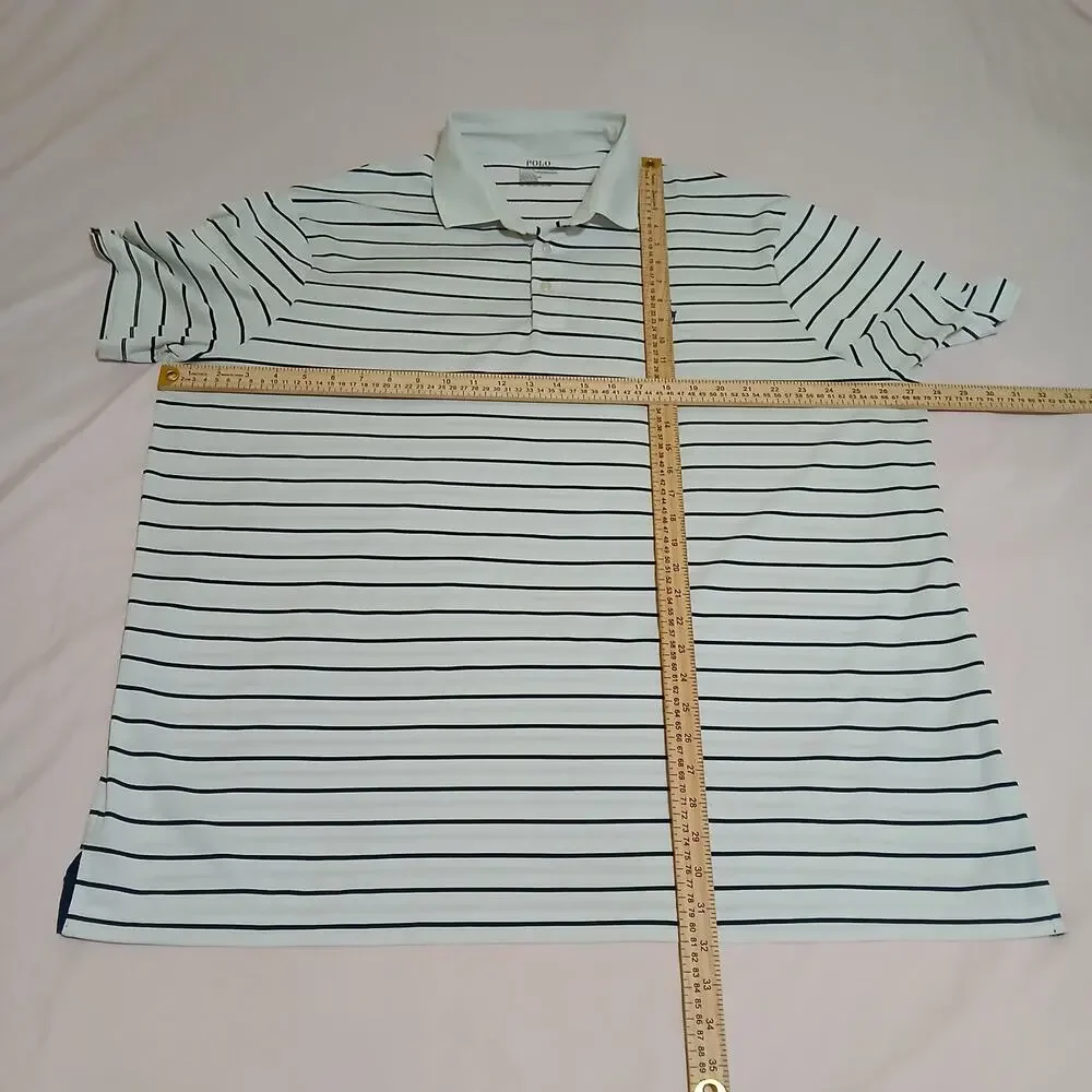 Polo Ralph Lauren Perfomance Shirt Men XXL White Striped Short Sleeve Pony Logo